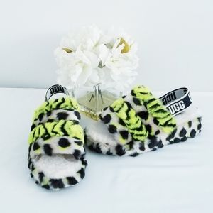 UGG Fluff Yeah Animalia Slipper Sandals in Key Lime Color